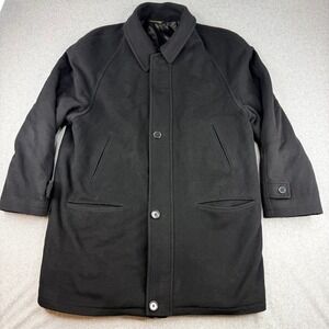 Valente Italy Mens Black Wool Cashmere Overcoat Car Coat Made in Italy Large